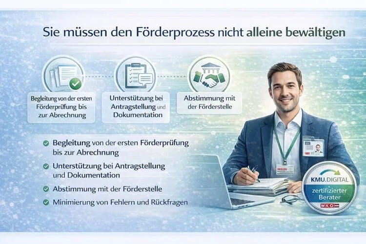 KMU.DIGITAL ist, dass die geförderten Beratungsleistungen ausschließlich von zertifizierten Beratern durchgeführt werden dürfen