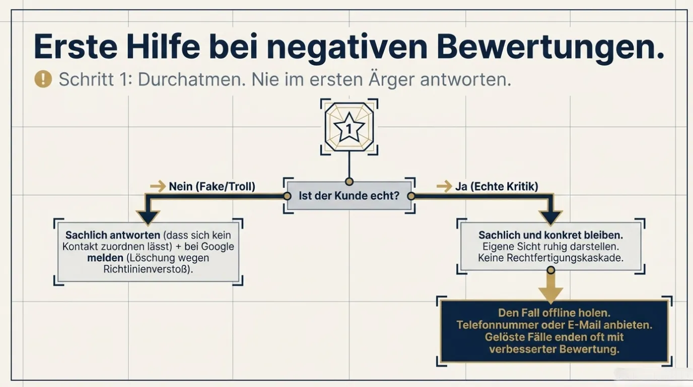Erste Hilfe bei negativen Google-Bewertungen: sachlich reagieren statt auf Löschung zu hoffen