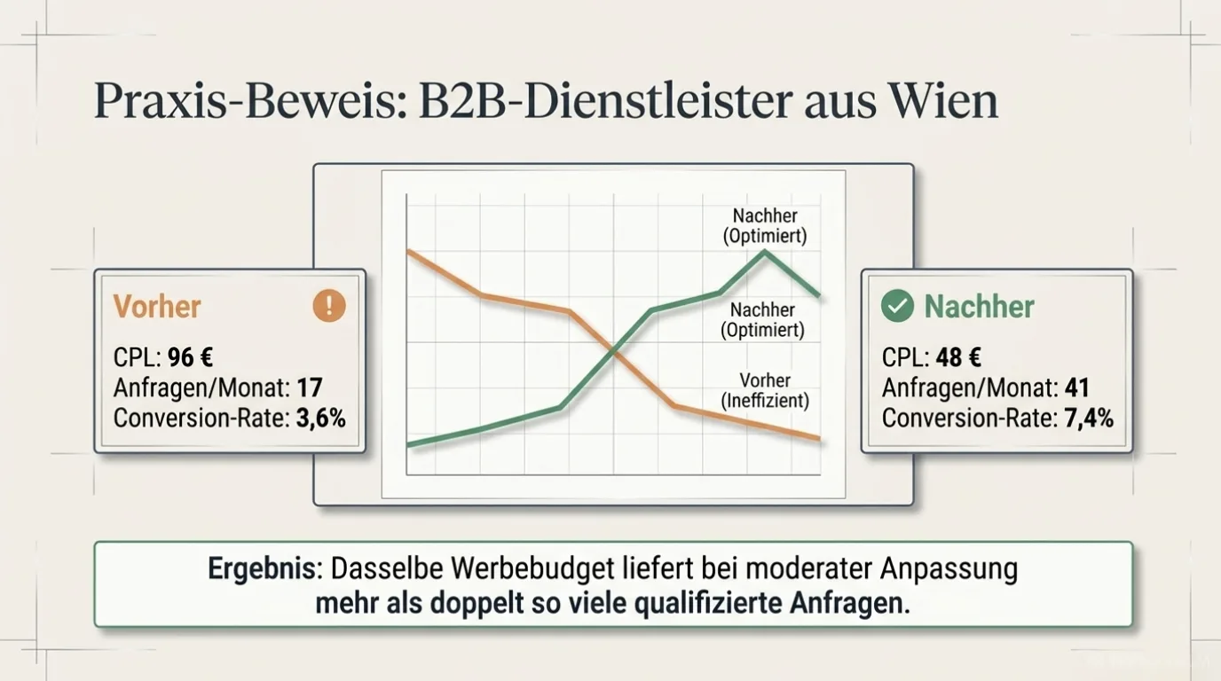 Google-Ads-Kampagne im Vorher-Nachher-Vergleich nach der Optimierung