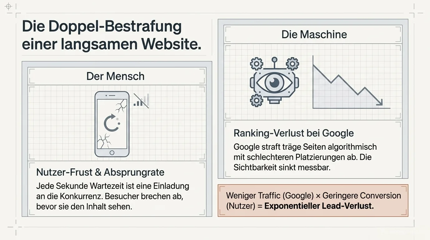 Hohe Absprungrate und Ranking-Verlust als Folge einer langsamen Website